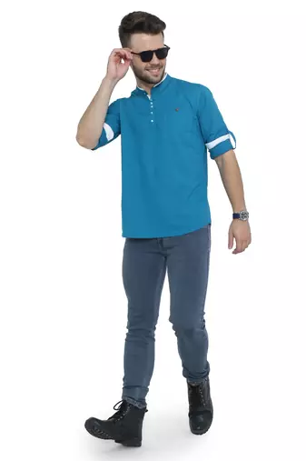 men's linen cotton casual short kurta