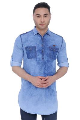 men's denim short pathani kurta 1