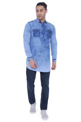 men's denim short pathani kurta 4