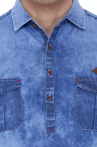 men's denim short pathani kurta