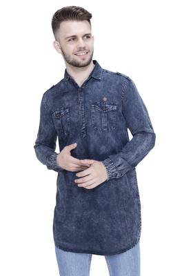 men's denim short pathani kurta 1
