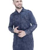 men's denim short pathani kurta