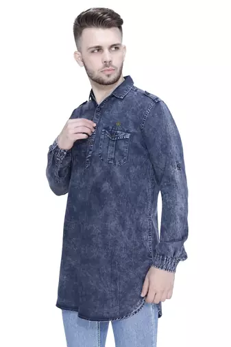 men's denim short pathani kurta