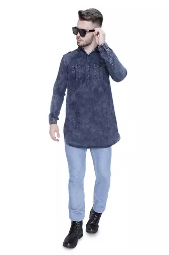 men's denim short pathani kurta