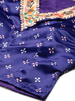 Bandhni Patola Type Digital Print Shiney Satin Croptop Lehenga Choli With Unstitched Blouse For Women and Girls 5