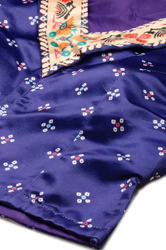 Bandhni Patola Type Digital Print Shiney Satin Croptop Lehenga Choli With Unstitched Blouse For Women and Girls