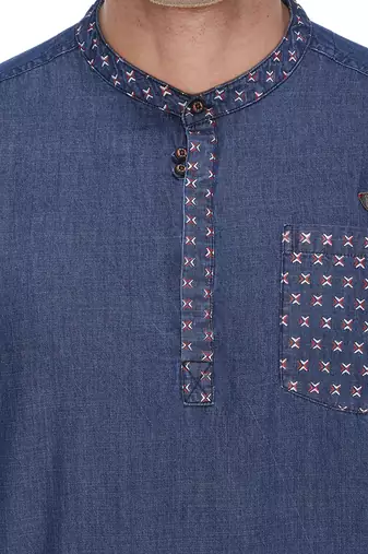 men's denim short kurta