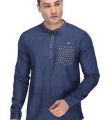 men's denim short kurta