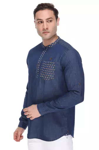 men's denim short kurta