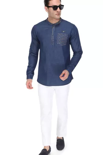 men's denim short kurta