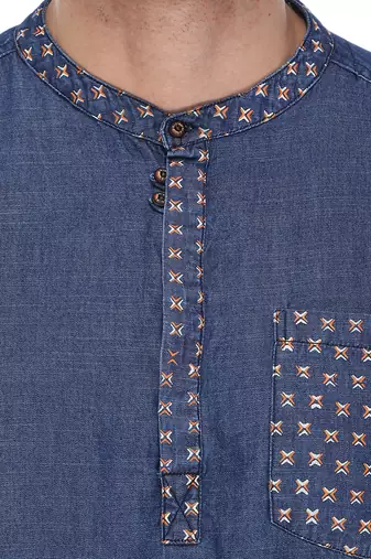 men's denim short kurta