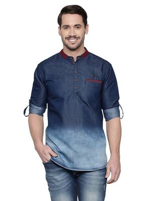 men's denim casual short kurta 1