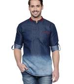 men's denim casual short kurta