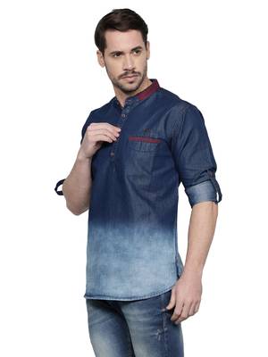 men's denim casual short kurta 3