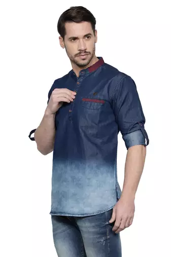 men's denim casual short kurta