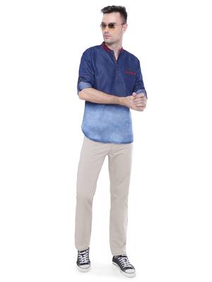 men's denim casual short kurta 4
