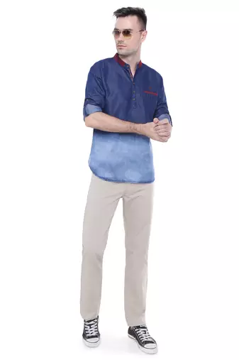 men's denim casual short kurta
