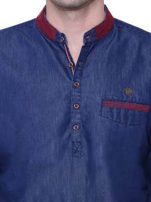 men's denim casual short kurta 5