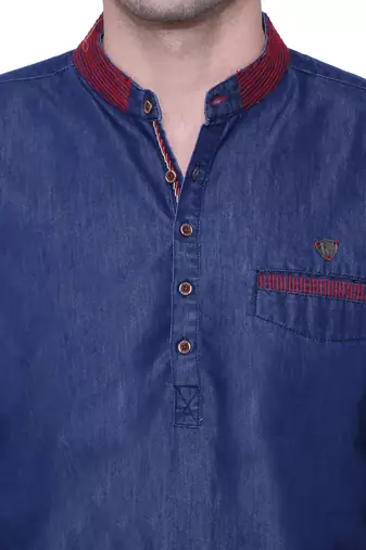 men's denim casual short kurta