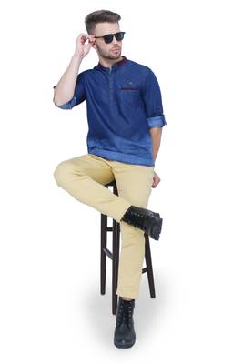 men's denim casual short kurta 4