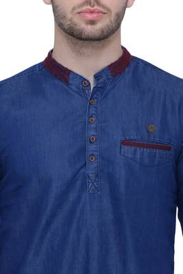 men's denim casual short kurta 5