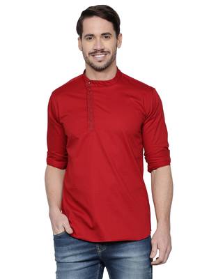 men's cotton twill angrakha festive short kurta 1