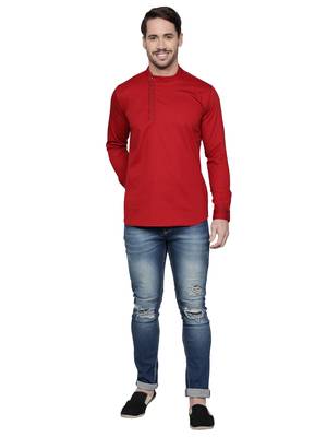 men's cotton twill angrakha festive short kurta 4