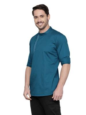 men's cotton twill angrakha festive short kurta 3
