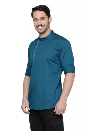 men's cotton twill angrakha festive short kurta