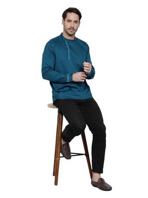 men's cotton twill angrakha festive short kurta 4