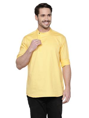 men's cotton twill angrakha festive short kurta 1