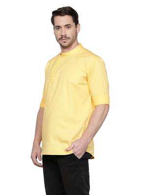 men's cotton twill angrakha festive short kurta 3