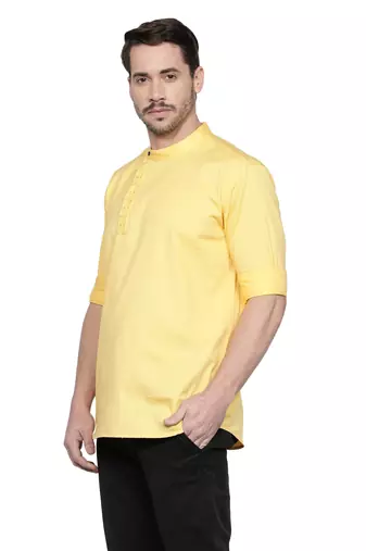 men's cotton twill angrakha festive short kurta