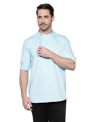 men's cotton twill angrakha festive short kurta 1