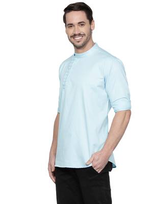 men's cotton twill angrakha festive short kurta 3