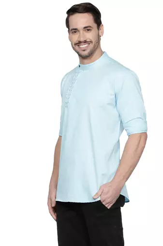 men's cotton twill angrakha festive short kurta