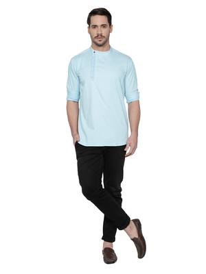men's cotton twill angrakha festive short kurta 4