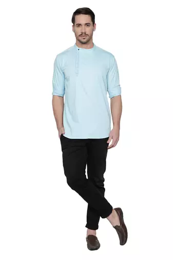 men's cotton twill angrakha festive short kurta