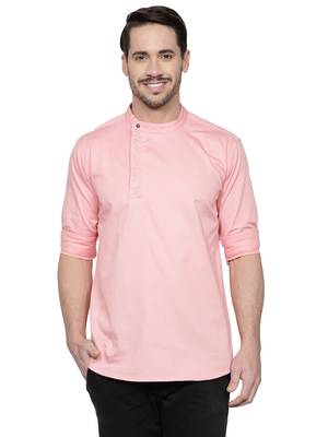 men's cotton twill angrakha festive short kurta 1