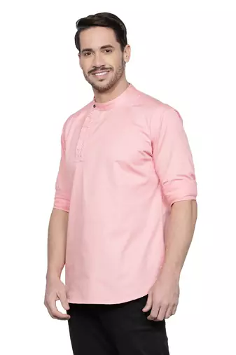 men's cotton twill angrakha festive short kurta