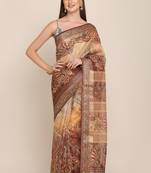 Digital Print Rapier Jequared Saree With Unstitched Blouse And Beautiful Multicoloured Thred Work At Pallu