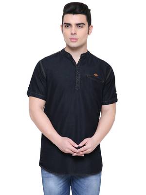 men's denim half sleeve short kurta 1