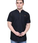 men's denim half sleeve short kurta