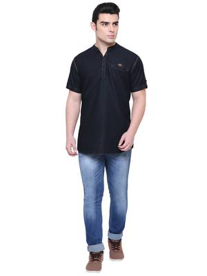 men's denim half sleeve short kurta 4