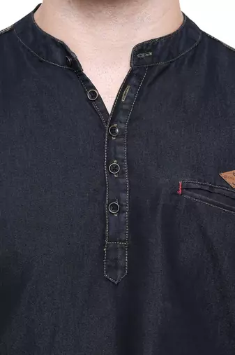 men's denim half sleeve short kurta