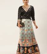 Bandhni Patola Type Digital Print Shiney Satin Croptop Lehenga Choli With Unstitched Blouse For Women and Girls