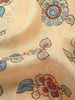 Digital Print Rapier Jequared Saree With Unstitched Blouse And Beautiful Multicoloured Thred Work At Pallu 5