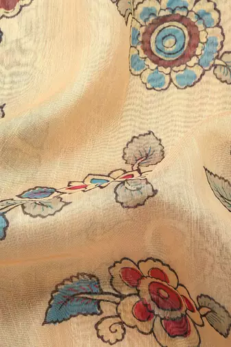 Digital Print Rapier Jequared Saree With Unstitched Blouse And Beautiful Multicoloured Thred Work At Pallu