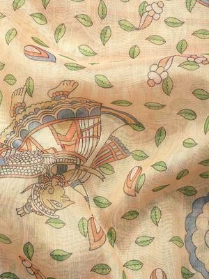 Digital Print Rapier Jequared Saree With Unstitched Blouse And Beautiful Multicoloured Thred Work At Pallu 5