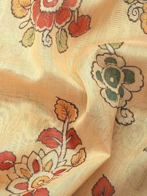 Digital Print Rapier Jequared Saree With Unstitched Blouse And Beautiful Multicoloured Thred Work At Pallu 5